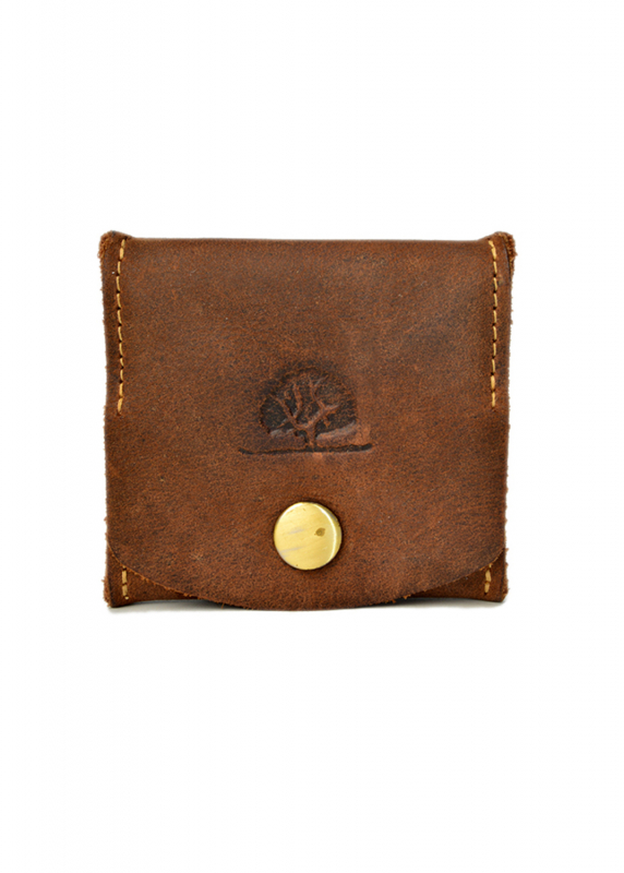 Vintage Coin Box brown Leder